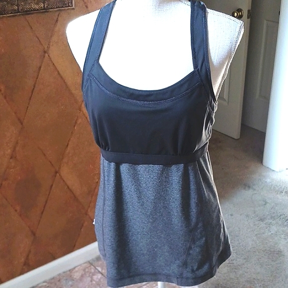 TEK Gear Yoga Athletic Tank Top Grey/Black Built In Bra Size XL - Picture 9 of 12